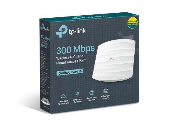 TP-Link EAP110 300Mbps Wireless N300 Ceiling Mount Access Point 1x1Gbps RJ45 PoE 1x Console Port 2x4dBi Omni Internal Antenna,Omada TP-Link EAP110 300Mbps Wireless N300 Ceiling Mount Access Point 1x1Gbps RJ45 PoE 1x Console Port 2x4dBi Omni Internal Antenna,Omada